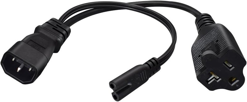 TEWOXIN IEC320 C14 to C7 + NEMA 5-20R Y Splitter Power Cord, Heavy-Duty 18AWG, for High-Power Devices & Electronics(1FT/0.3M) - Image 1